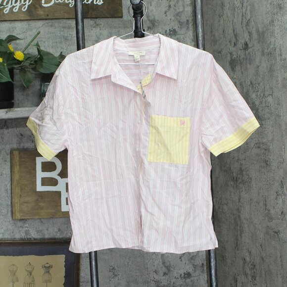 NWT State Of Day Striped 2-Piece Lounge Set Shorts Top Parfait Pink M - Picture 3 of 8